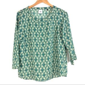 Cabi 3069 Jade Top Blouse Size Medium Green Print